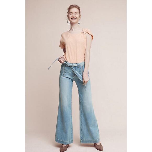 Anthropologie Pilcro and the Letterpress Flare Jeans Belted Women’s Size 27 - Picture 1 of 10